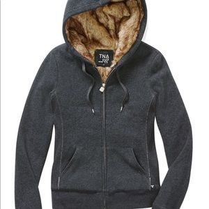 Aritzia TNA Baltic Fur Lined Hoodie SMALL